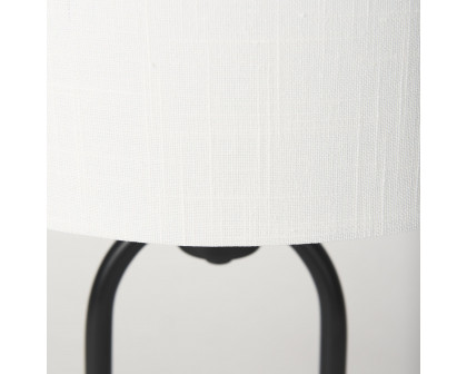 Mercana - Sarah Arched Black Metal with Marble Cube and White Shade Table Lamp