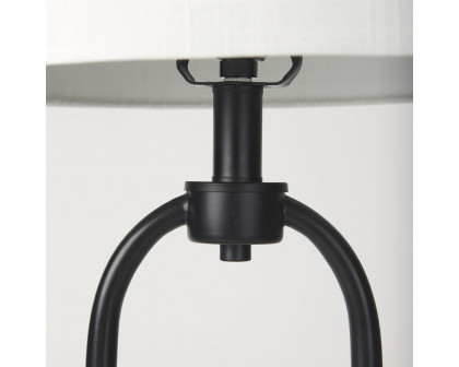 Mercana - Sarah Arched Black Metal with Marble Cube and White Shade Table Lamp