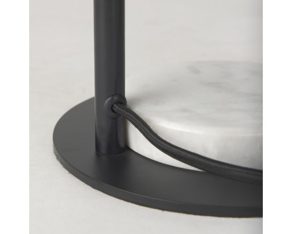 Mercana - Sarah Arched Black Metal with Marble Cube and White Shade Table Lamp