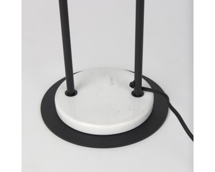 Mercana - Sarah Arched Black Metal with Marble Cube and White Shade Floor Lamp