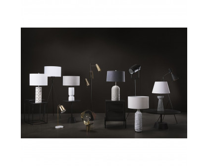 Mercana - Everly White Cement with Beige Shade Table Lamp