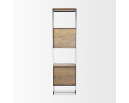 Mercana Morris 19L Shelving Unit with Black Metal Frame - Light Brown