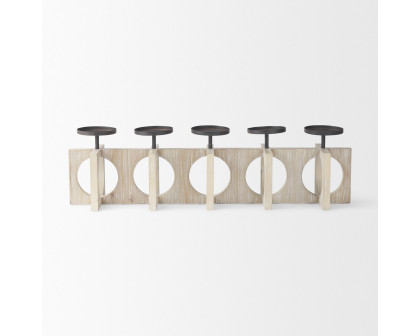 Mercana - Cambie Natural Wood with Black Metal Candle Holders