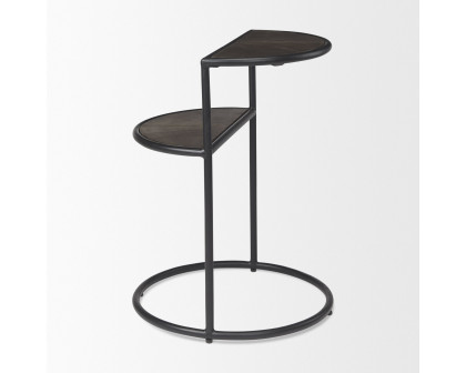 Mercana - Arlo Brown Wood with Black Metal End Table