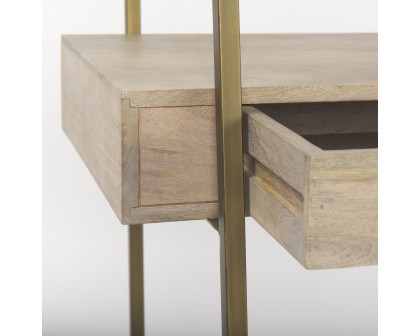 Mercana Cordell Desk with Gold Metal - Light Brown