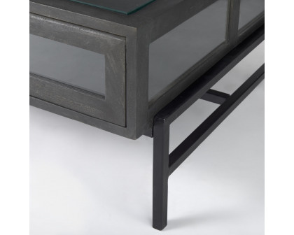 Mercana Arelius Rectangular Coffee Table with Black Metal Base - Black