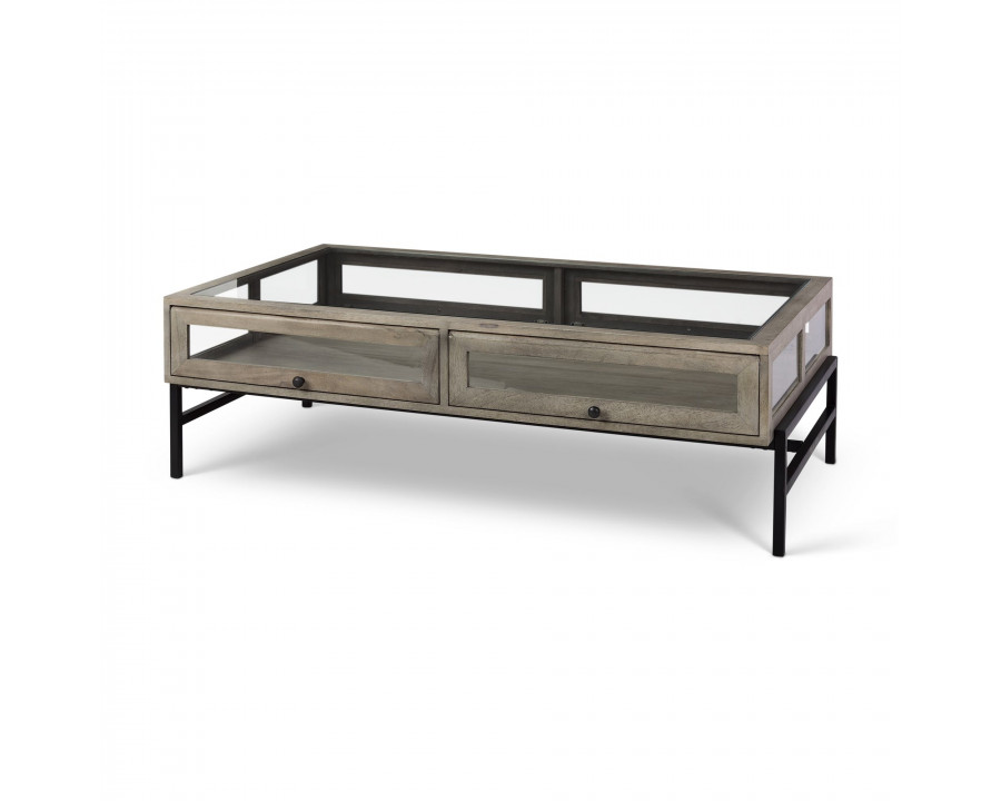 Mercana Arelius Rectangular Coffee Table with Black Metal Base - Gray