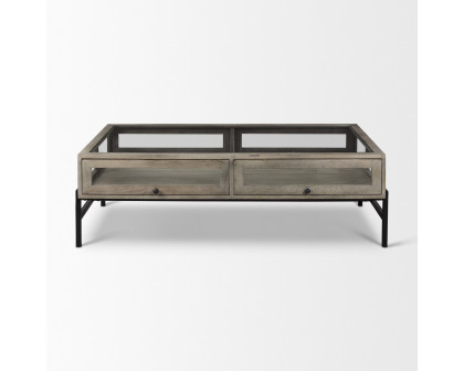 Mercana Arelius Rectangular Coffee Table with Black Metal Base - Gray