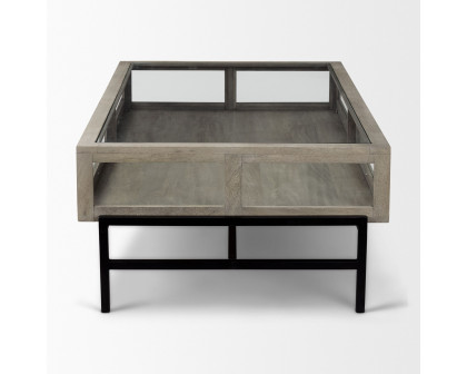 Mercana Arelius Rectangular Coffee Table with Black Metal Base - Gray