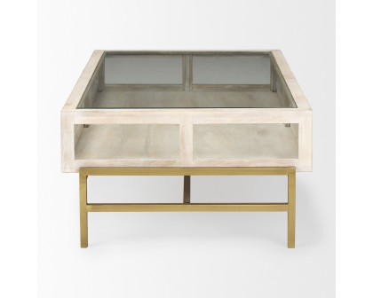 Mercana Arelius Rectangular Coffee Table with Gold Metal Base - White