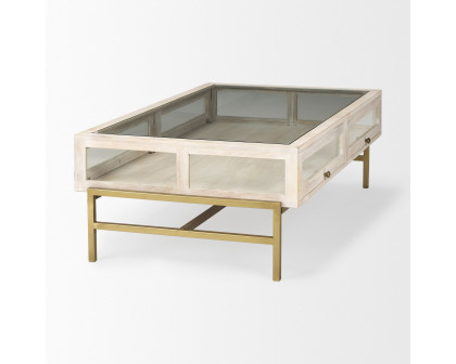 Mercana Arelius Rectangular Coffee Table with Gold Metal Base - White