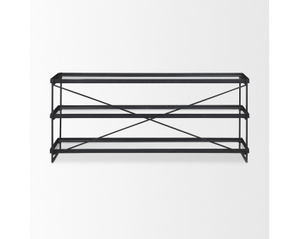 Mercana Trey Console Table with Glass - Black