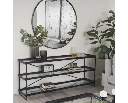 Mercana Trey Console Table with Glass - Black