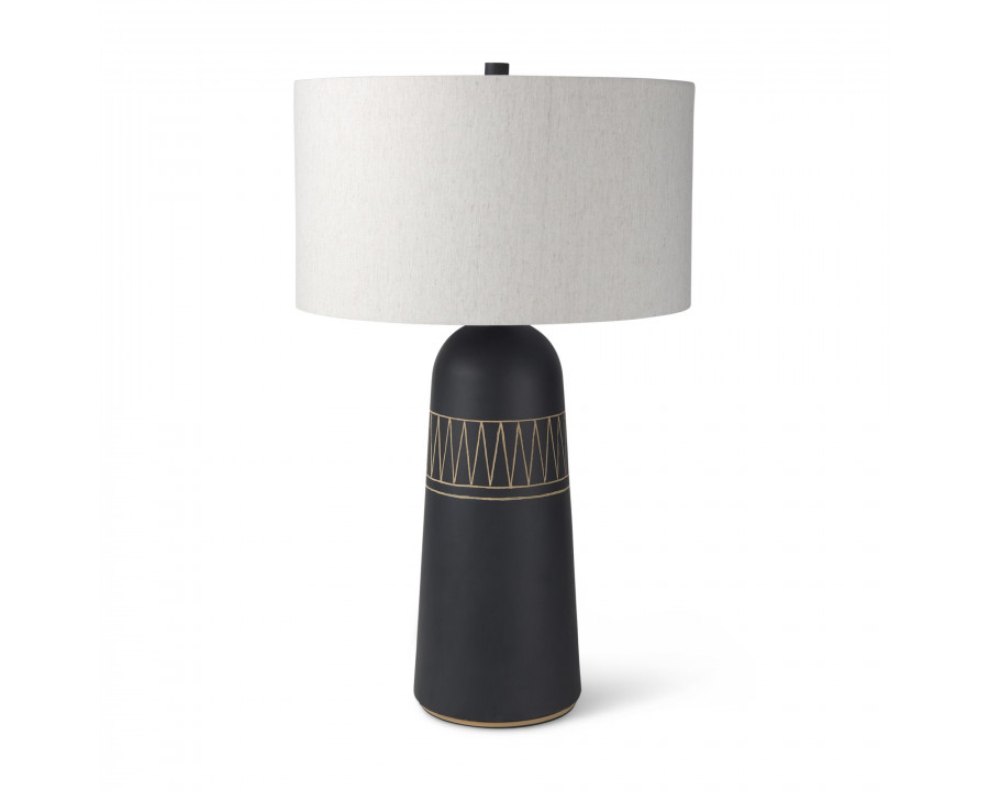 Mercana Javier Table Lamp with Cream Fabric Shade - Black