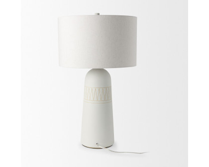 Mercana Javier Table Lamp with Cream Fabric Shade - White