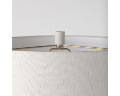 Mercana Javier Table Lamp with Cream Fabric Shade - White