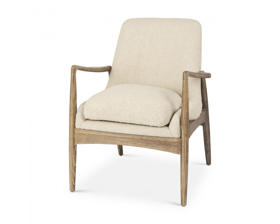 Mercana Westan Accent Chair with Light Brown Wood Legs - Cream, Boucle