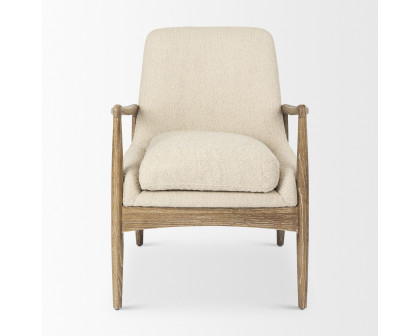 Mercana Westan Accent Chair with Light Brown Wood Legs - Cream, Boucle