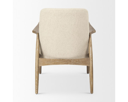 Mercana Westan Accent Chair with Light Brown Wood Legs - Cream, Boucle