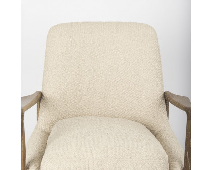 Mercana Westan Accent Chair with Light Brown Wood Legs - Cream, Boucle