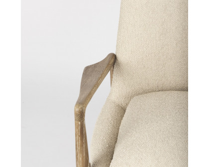 Mercana Westan Accent Chair with Light Brown Wood Legs - Cream, Boucle