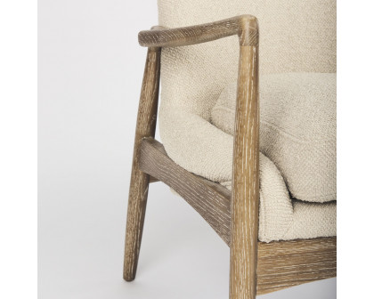 Mercana Westan Accent Chair with Light Brown Wood Legs - Cream, Boucle