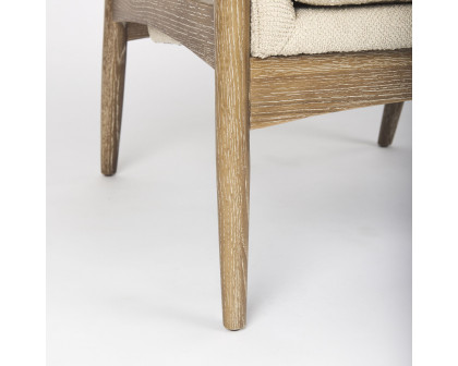 Mercana Westan Accent Chair with Light Brown Wood Legs - Cream, Boucle