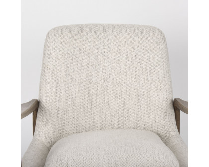 Mercana Westan Cream Fabric W/Medium Brown Wood Accent Chair - Cream, Fabric