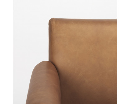 Mercana Ashton Accent Chair with Light Wood Legs - Brown, Leather