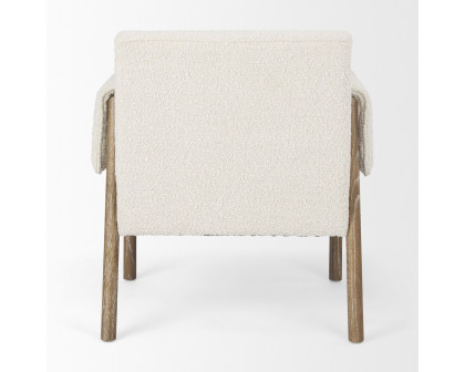 Mercana Ashton Accent Chair with Brown Wood Legs - Cream/Brown, Boucle Fabric