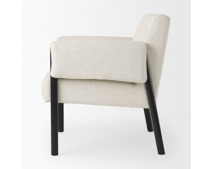 Mercana Ashton Accent Chair with Black Wood Legs - Cream/Black, Twill Fabric