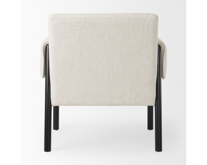 Mercana Ashton Accent Chair with Black Wood Legs - Cream/Black, Twill Fabric