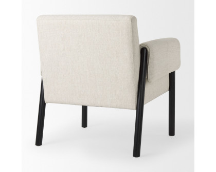 Mercana Ashton Accent Chair with Black Wood Legs - Cream/Black, Twill Fabric