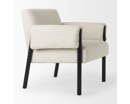 Mercana Ashton Accent Chair with Black Wood Legs - Cream/Black, Twill Fabric