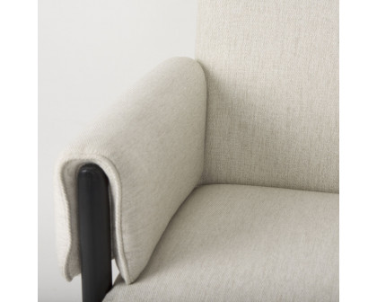 Mercana Ashton Accent Chair with Black Wood Legs - Cream/Black, Twill Fabric