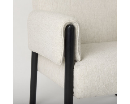 Mercana Ashton Accent Chair with Black Wood Legs - Cream/Black, Twill Fabric