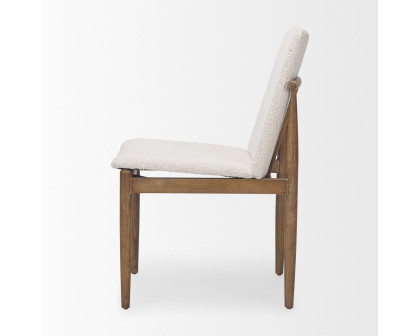 Mercana Cavett Dining Chair with Light Brown Wood Frame - Cream/Light Brown