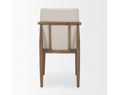 Mercana Cavett Dining Chair with Light Brown Wood Frame - Cream/Light Brown