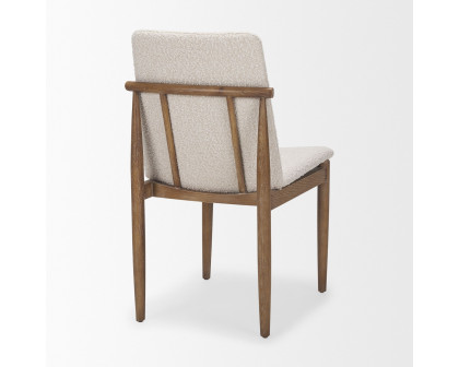 Mercana Cavett Dining Chair with Light Brown Wood Frame - Cream/Light Brown