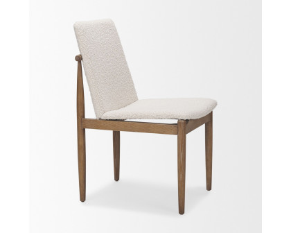 Mercana Cavett Dining Chair with Light Brown Wood Frame - Cream/Light Brown