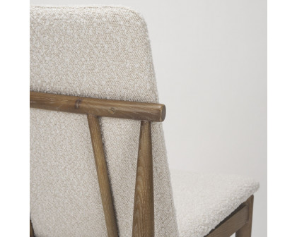 Mercana Cavett Dining Chair with Light Brown Wood Frame - Cream/Light Brown