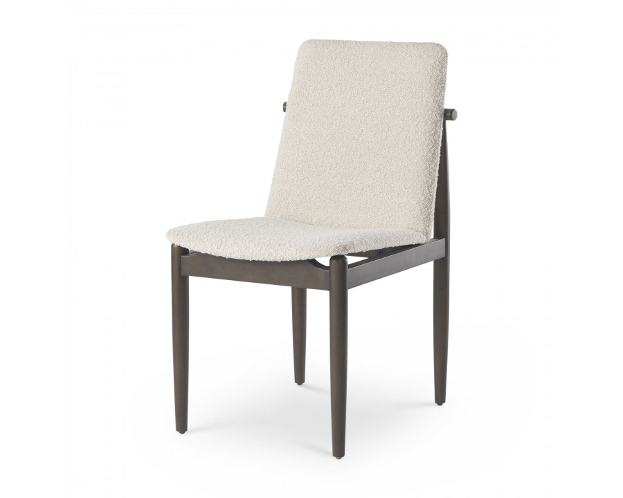 Mercana Cavett Dining Chair with Dark Brown Wood Frame - Cream/Dark Brown