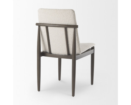 Mercana Cavett Dining Chair with Dark Brown Wood Frame - Cream/Dark Brown