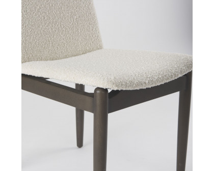 Mercana Cavett Dining Chair with Dark Brown Wood Frame - Cream/Dark Brown