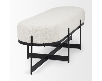 Mercana - Amelia Bench with Black Metal in Cream