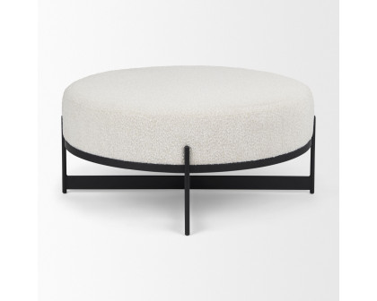 Mercana Amelia Large Ottoman with Black Metal - Cream/Black, Boucle