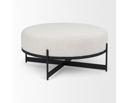 Mercana Amelia Large Ottoman with Black Metal - Cream/Black, Boucle