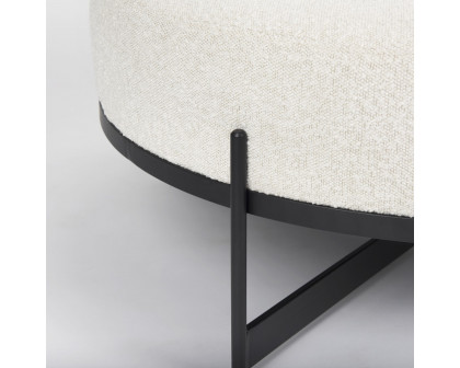 Mercana Amelia Large Ottoman with Black Metal - Cream/Black, Boucle