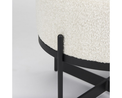 Mercana Amelia Small Ottoman with Black Metal - Cream/Black, Boucle