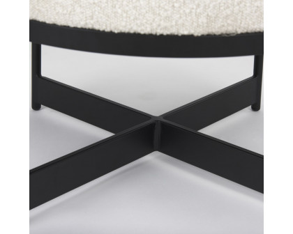 Mercana Amelia Small Ottoman with Black Metal - Cream/Black, Boucle